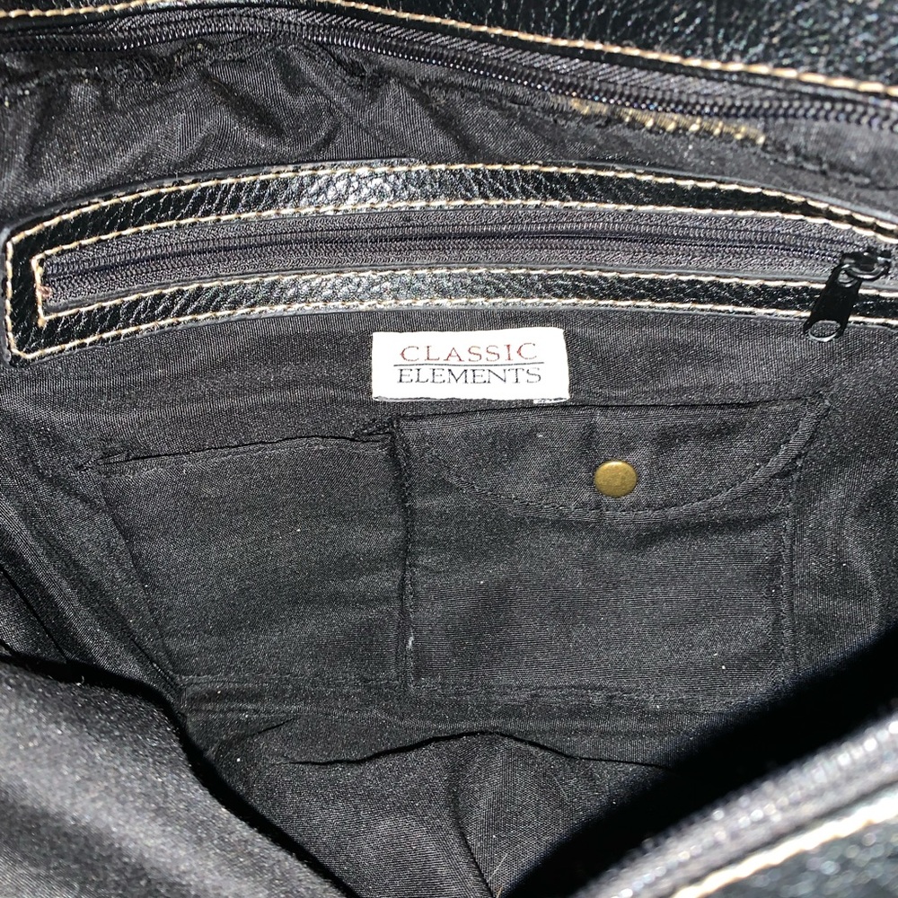 Black Soft Leather Classic Elements Hand Bag - image 7